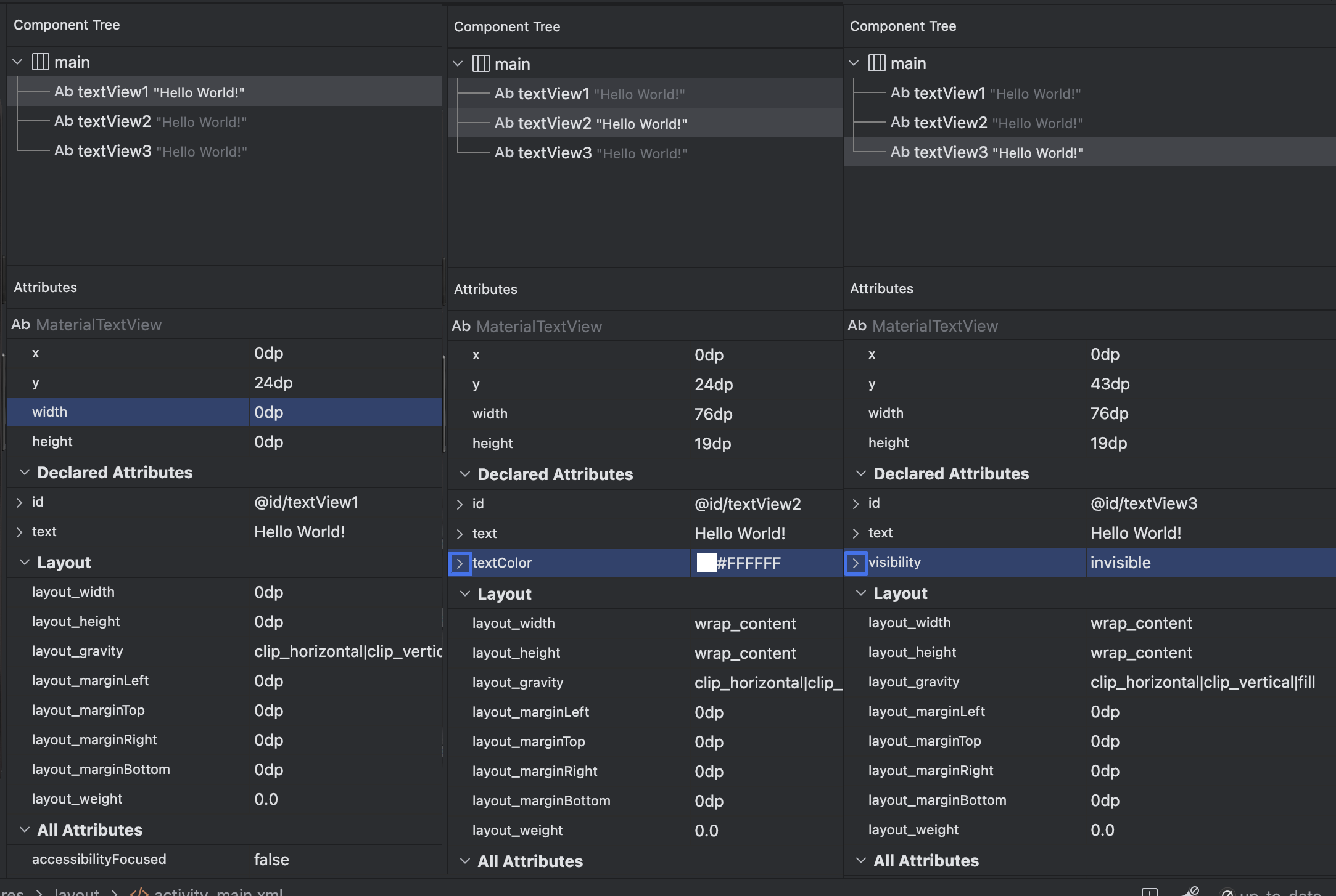 使用 Layout Inspector 觀察 Component